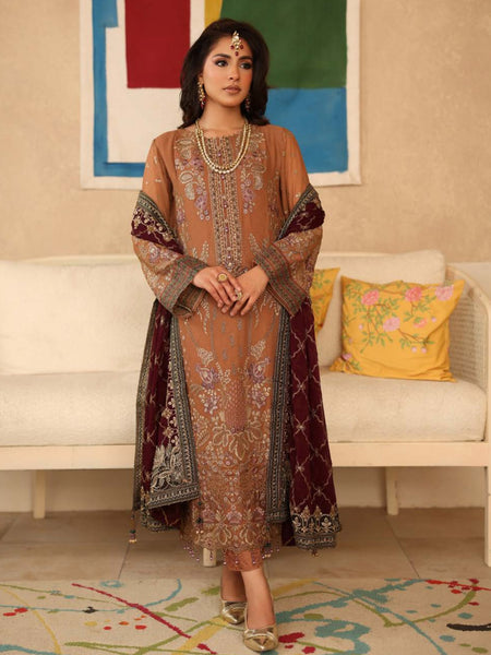 Plus-Sizes Pakistani Dress - Festive Chiffon Embroidery