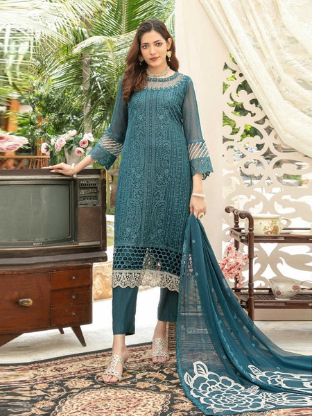 Plus-Sizes Pakistani Dress - Fancy Chiffon Embroidery