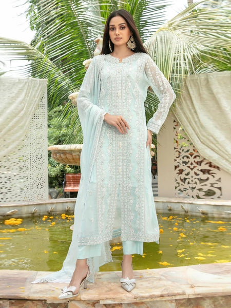 Plus-Sizes Pakistani Dress - Fancy Chiffon Embroidery