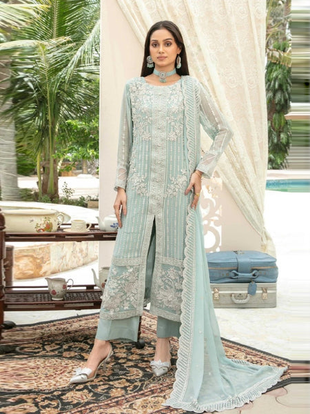 Plus-Sizes Pakistani Dress - Fancy Chiffon Embroidery
