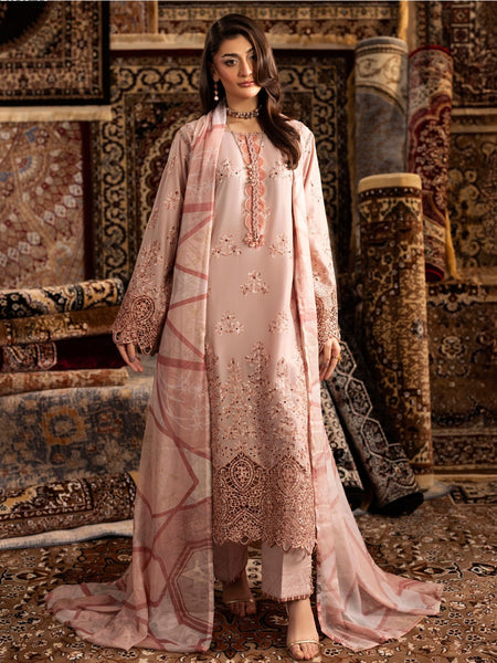 New Salwar Kameez - Blush Pink Lawn Schiffli Embroidered Elegant