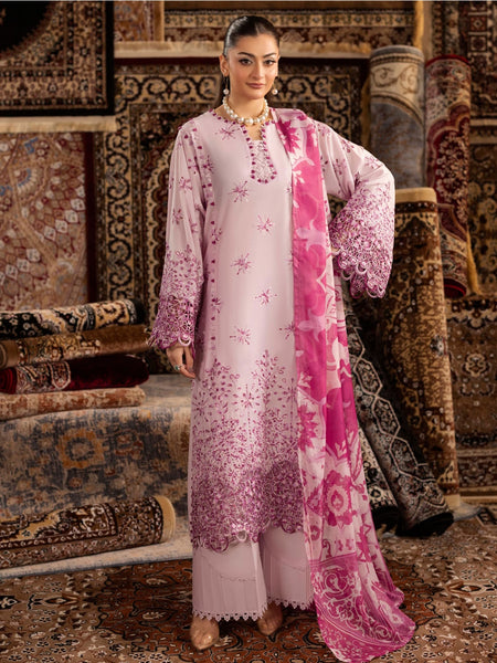 New Salwar Kameez - Lilac Lawn Schiffli Embroidered Glam Luxury