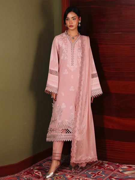 Pant Pakistani Dress - Blush Pink Jacquard Embroidered Exclusive Wear