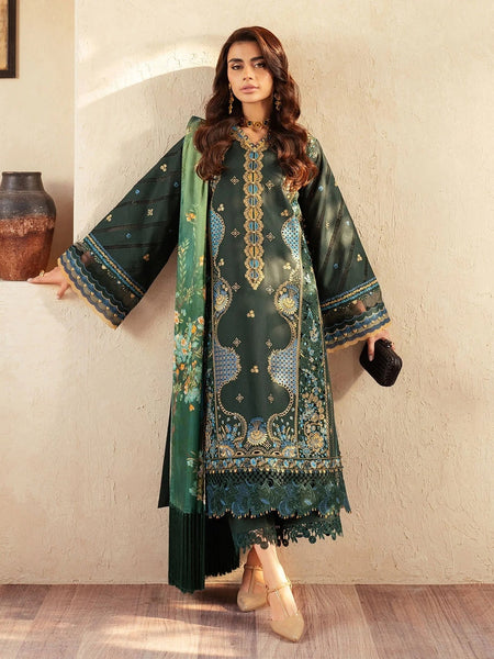 Pant Pakistani Dress - Emerald Exclusive Lawn Intricate Embroidered Premium Wear