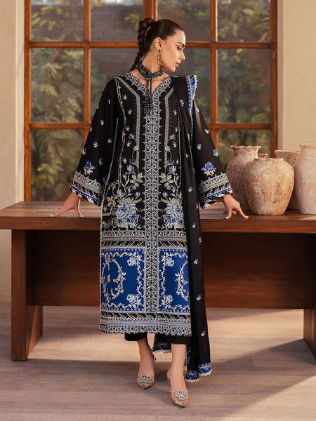 Pant Pakistani Dress - Black Exclusive Lawn Intricate Embroidered Wedding Wear