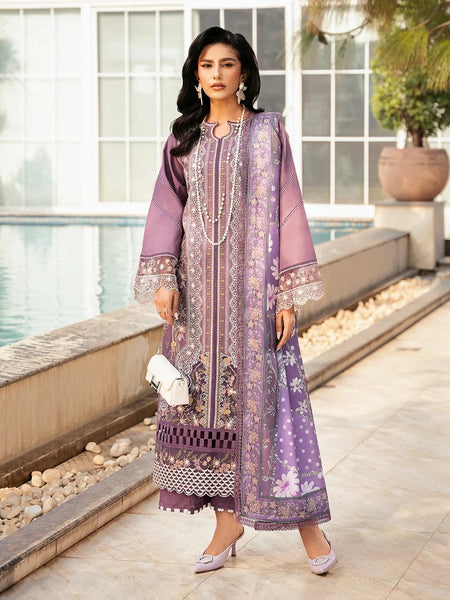 Pant Pakistani Dress - Lavender Lawn Heavy Embroidered Designer