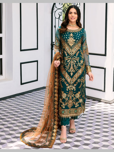 Pant Salwar Kameez - Chiffon Silk Embroidery