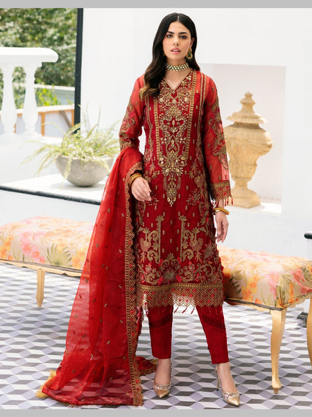 Pant Salwar Kameez - Organza Silk Embroidery