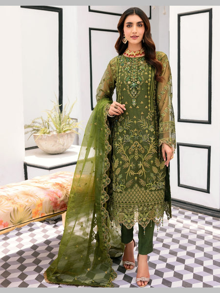 Pant Salwar Kameez - Organza Silk Embroidery