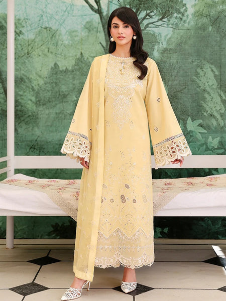  Pakistani Clothes - Butter Yellow Lawn Chikankari Embroidered Straight Cut