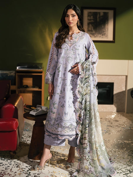 Party Salwar Kameez - Lavender Lawn Floral Embroidered Luxury