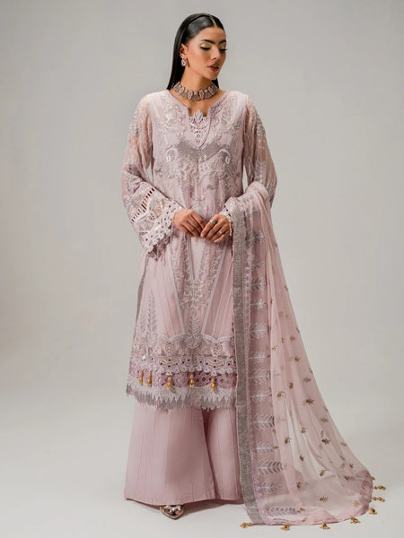  Pakistani Dress - Blush Pink Chiffon Hand Embroidered Premium
