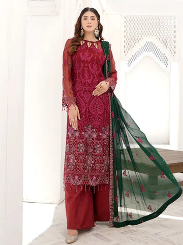  Pakistani Dress - Embroidered Chiffon Design