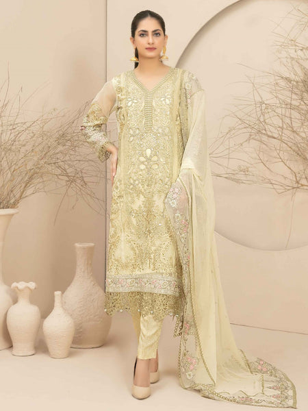 Pakistani Salwar Kameez - Embroidered Organza Jacquard