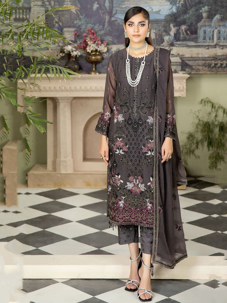 Pakistani Salwar Kameez - Embroidered Viscose Chiffon