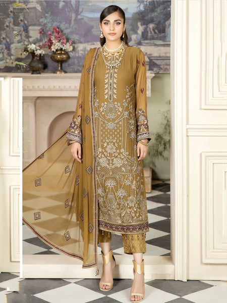 Pakistani Salwar Kameez - Embroidered Viscose Chiffon