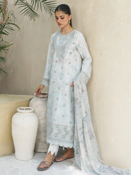 Blue Salwar Kameez - Embroidered Chikankari