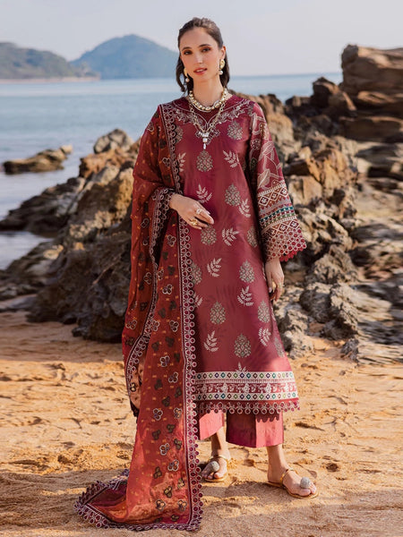 Pant Salwar Kameez - Dusty Rose Silk Embroidered & Printed Premium Wear
