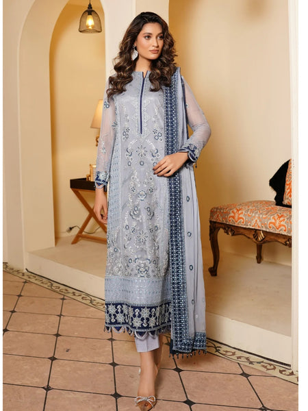 Pakistani Salwar Kameez - Embroidered Fine Chiffon