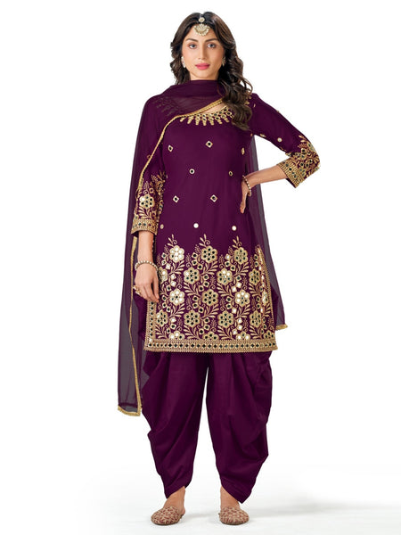 Punjabi Indian Dress - Art Silk Embroidery