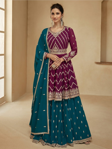 Red Indian Dress - Real Georgette Embroidery