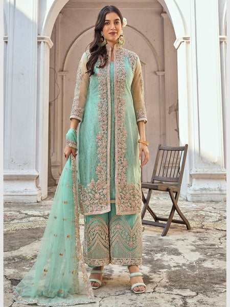 Net Salwar Kameez - Heavy Butterfly Net