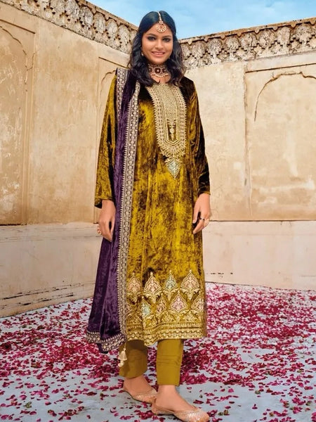 Straight Indian Dress - Viscose Velvet Designer