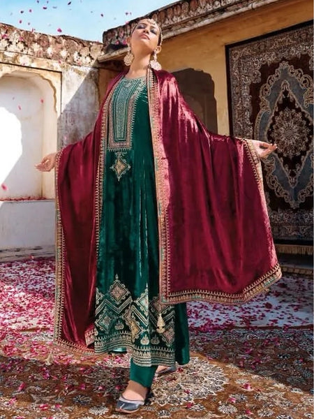Straight Indian Dress - Viscose Velvet Designer