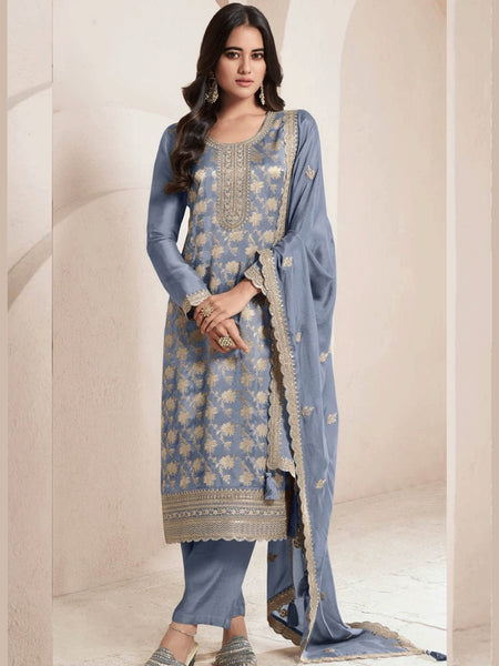  Indian Dress - Silk Jacquard Embroidery