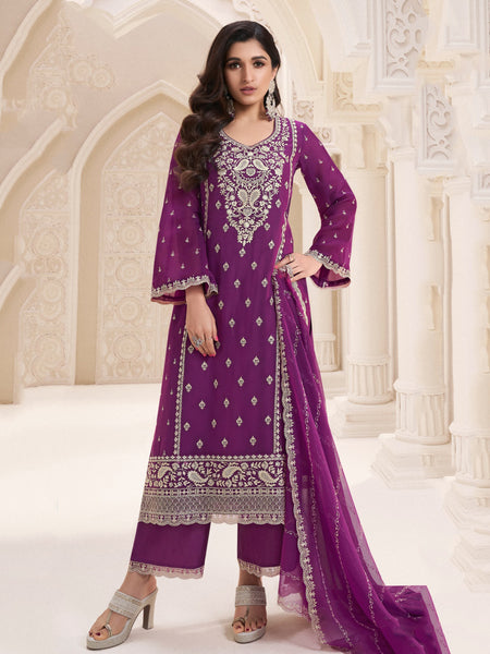  Salwar Kameez - Embroidered Silk Chiffon