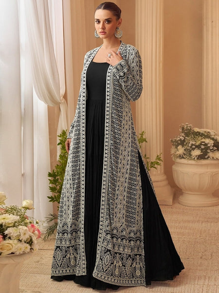 Plus-Sizes Indian Dress - Chinon Silk  - Anarkali Suit