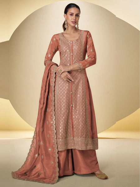 Palazzo Indian Dress - Embroidered Art Silk