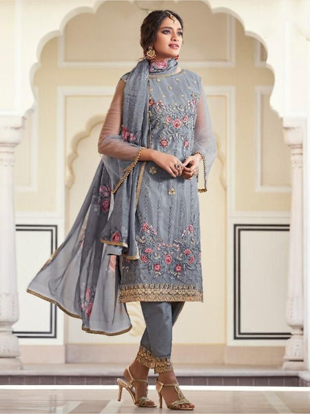 Casual Indian Dress - Net Heavy Embroidered