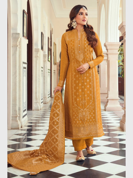 Straight Indian Dress - Jacquard Embroidery