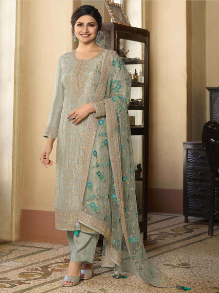 Blue Salwar Kameez - Art Silk Embroidery