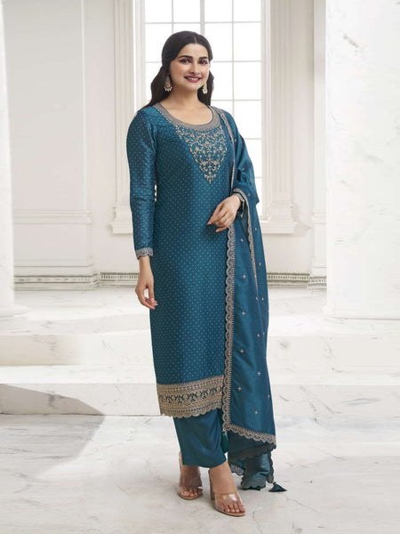 Pant Indian Dress - Embroidered Silk Georgette