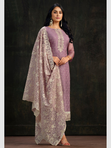 Straight Indian Dress - Organza Embroidery