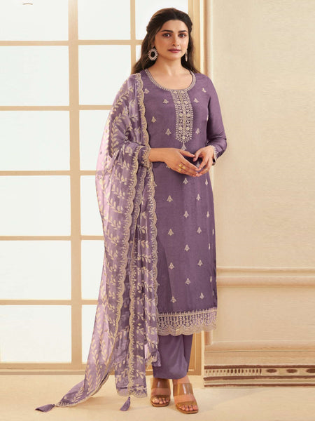 Straight Indian Dress - Embroidery on Art Silk
