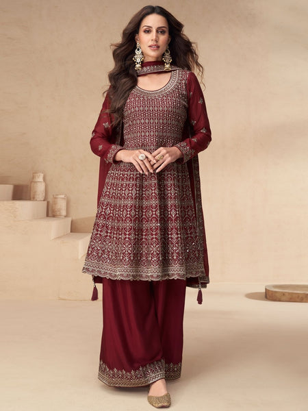 Red Indian Dress - Premium Chinnon Silk