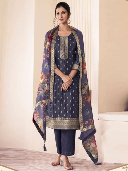 Silk Salwar Kameez - Lotus Silk Jacquard