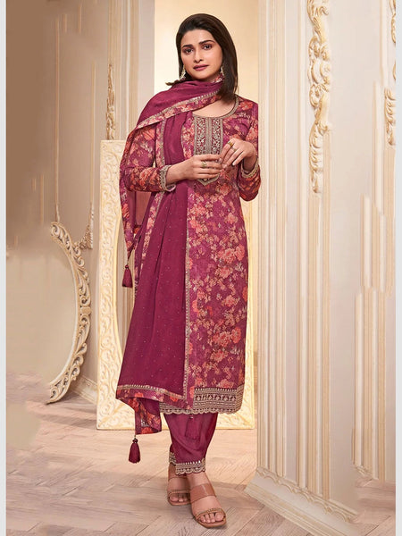 Silk Indian Dress - Chinon Embroidery