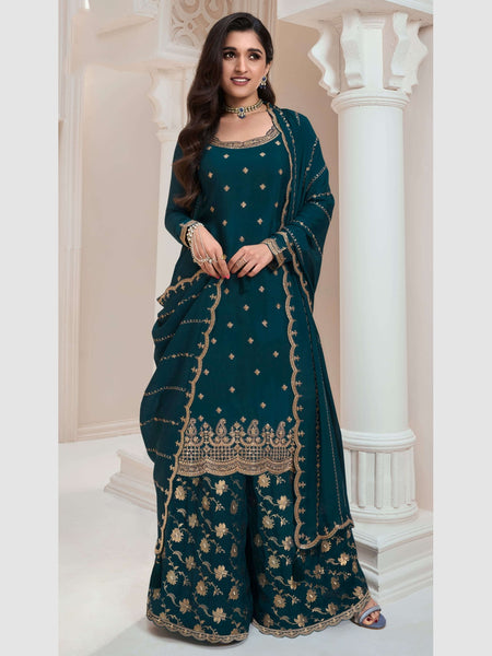Pant Salwar Kameez - Chinon Embroidery