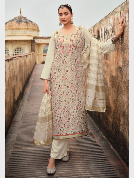 Blue Salwar Kameez - Silk Minakari Jacquard