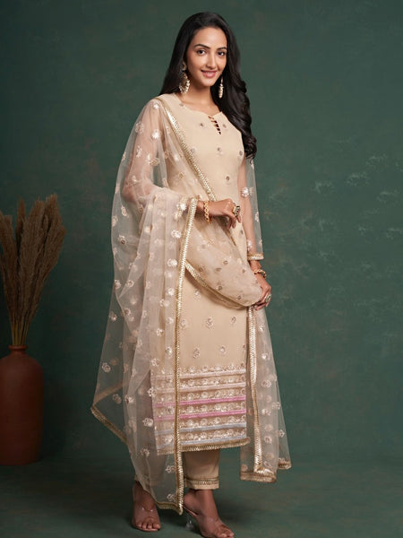 Net Salwar Kameez - Butterfly Net Embroidery