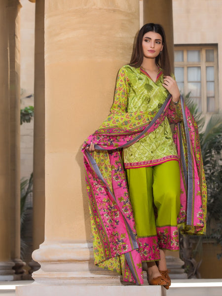 Pakistani Salwar Kameez - Embroidered Lawn
