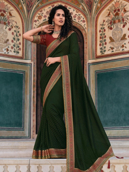 Green Saree - Art Silk Embroidery