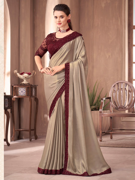  Saree - Satin Silk Embroidery