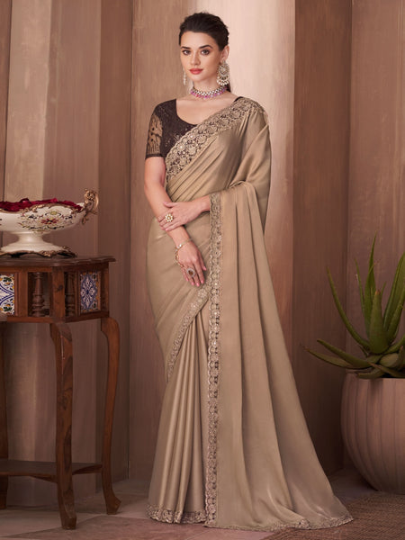 Georgette Saree - Satin Georgette Embroidery