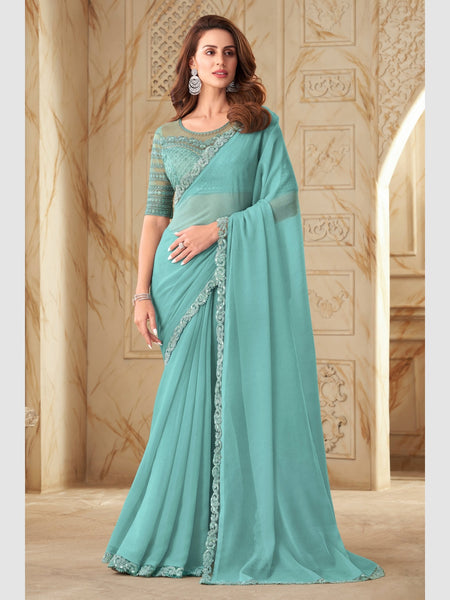 Green Saree - Art Silk Embroidery