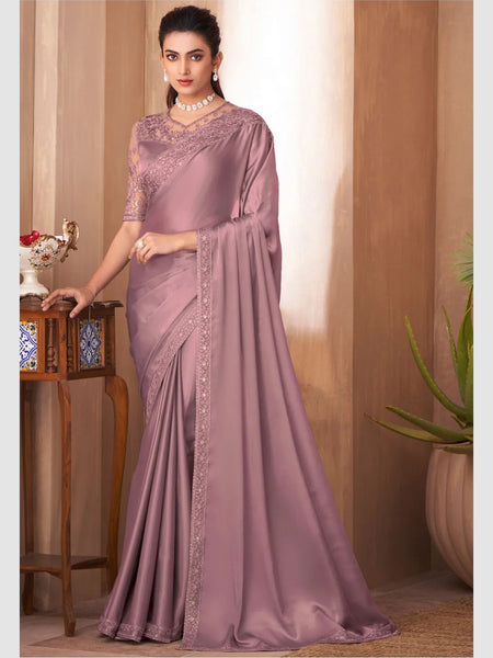 Pink Saree - Art Silk Embroidery